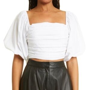 White Puff Sleeve Crop Top